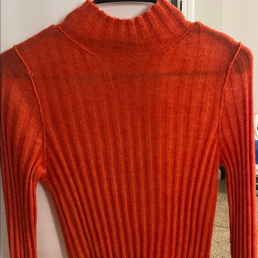 Madewell Vibrant Orange Turtleneck Sweater